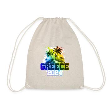 Greece 2024 Holiday Palm Trees Multicolored - Drawstring Bag - nature - Front