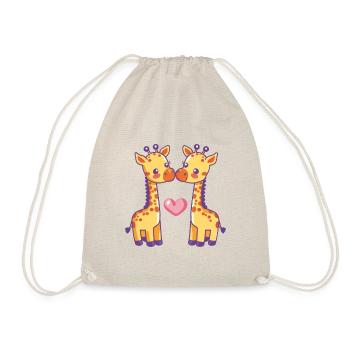 Giraffe Paar Liebe Couple Verliebt - Turnbeutel - Natur - Vorne