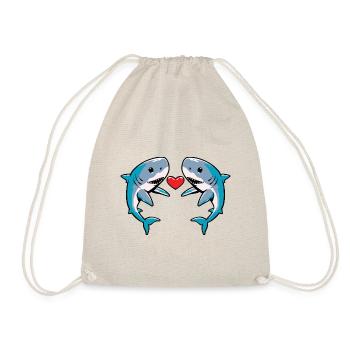 Shark Couple Heart - Drawstring Bag - nature - Front