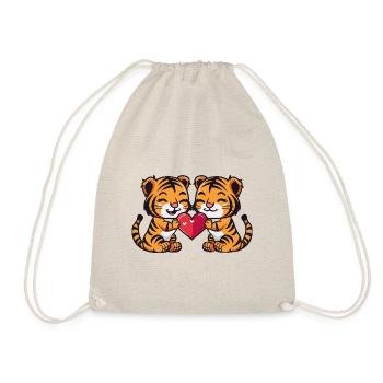 Tiger Couple Heart - Drawstring Bag - nature - Front
