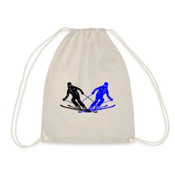 Skiing Skiing Man Silhouette - Drawstring Bag - nature - Front