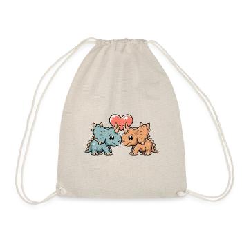 Dinosaur triceratops Couple Heart - Drawstring Bag - nature - Front