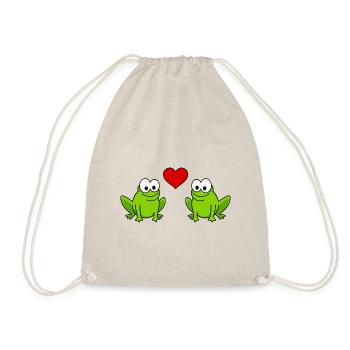 Frosch Comic Paar liebe - Turnbeutel - Natur - Vorne