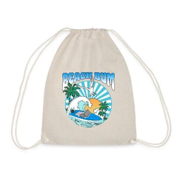 Beach Bum - Boat Palm Trees Sea Seagull Sunset - Drawstring Bag - nature - Front