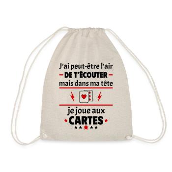 Dans ma tête je joue aux cartes, cadeau noël - Sac de sport léger - nature - Devant