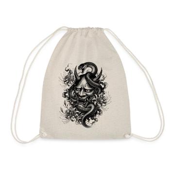 Hannya Mask with Snake in Irezumi Style - Drawstring Bag - nature - Front