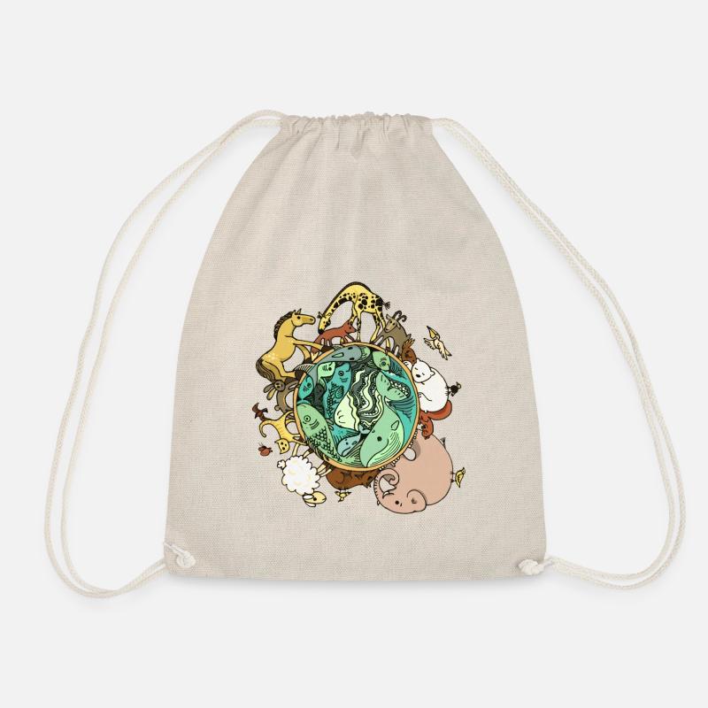 Nature animal globe world globe - Drawstring Bag - nature