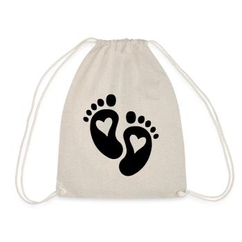 Pieds de bébé Coeur - Sac de sport léger - nature - Devant