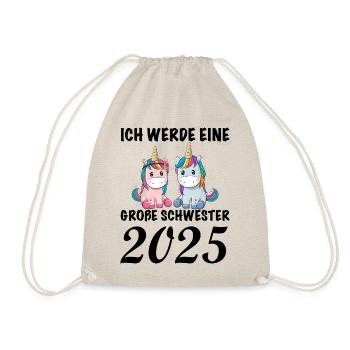Je serai une grande sœur en 2025, licorne - Sac de sport léger - nature - Devant