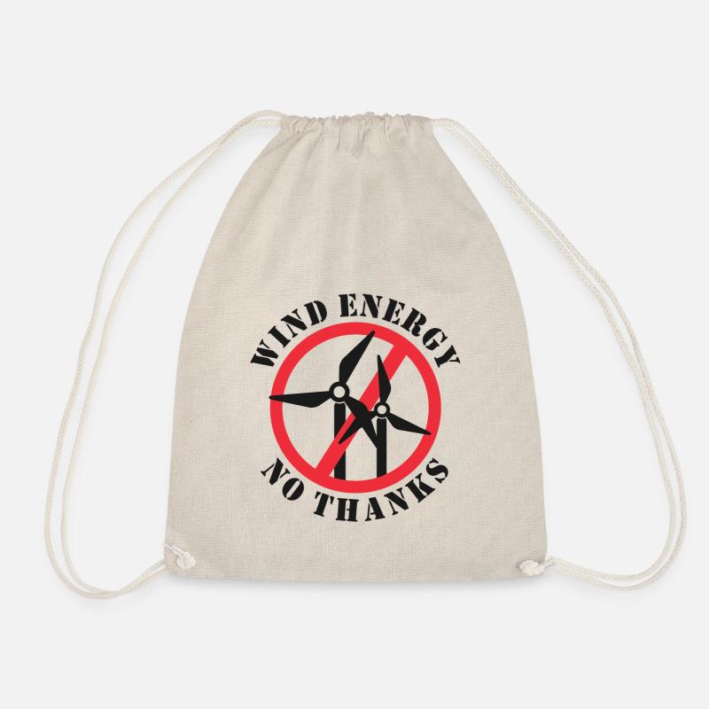 Wind Energy No Thanks - Drawstring Bag - nature