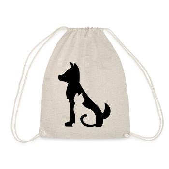 Simple Dog Cat / Gift - Birthday / Cat and Dog - Drawstring Bag - nature - Front