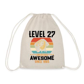 Level 27 Jahre unlocked Gaming Geburtstagsgeschenk - Turnbeutel - Natur - Vorne