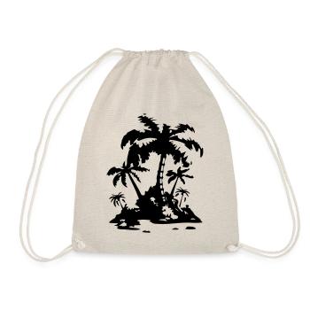 Palm Island Silhouette Symbol - Drawstring Bag - nature - Front