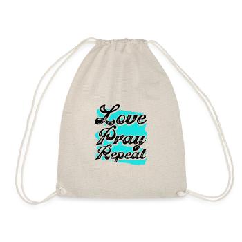 Christianity Gift Love Pray Repeat Christian Gift - Drawstring Bag - nature - Front