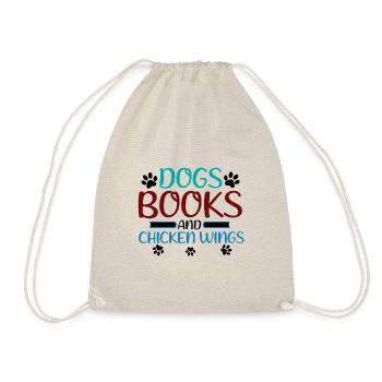 Book Lover Gift Dogs Livres et Chicken Wings Cadeaux - Sac de sport léger - nature - Devant