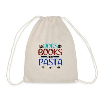 Hundeliebhaber Geschenk Hunde Bücher und Pasta Esser Geschenke - Turnbeutel - Natur - Vorne