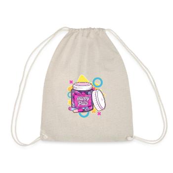 Colorful and Fun Happy Pills Sarcasm Humor Gift - Drawstring Bag - nature - Front