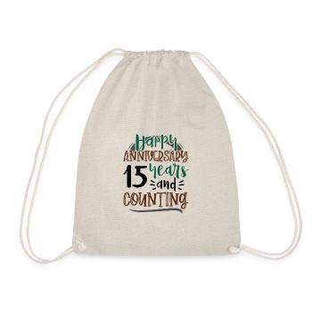 Happy Anniversary 15 Years and Counting 15th - Drawstring Bag - nature - Front