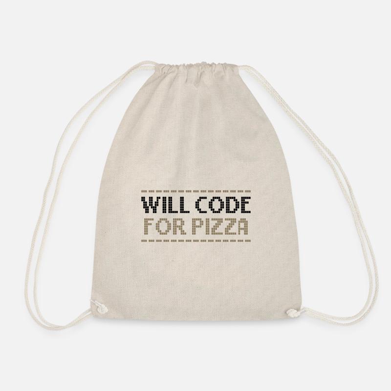 Computer Coding Will Code for Pizza Programmer - Drawstring Bag - nature