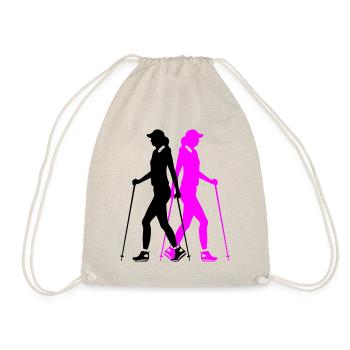 Nordic Walking Woman Silhouette - Drawstring Bag - nature - Front