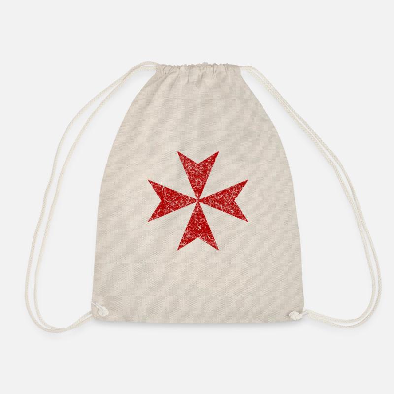 Maltese cross - Drawstring Bag - nature