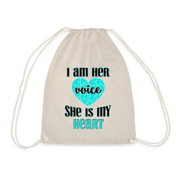 Special Needs Mom Gift I Am Her Voice She is my - Drawstring Bag - nature - Front