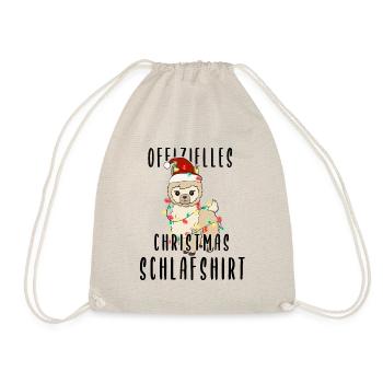 Lama Christmas Schlafshirt - Turnbeutel - Natur - Vorne