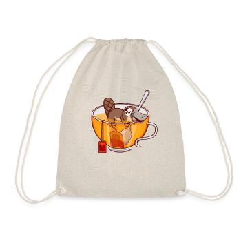Platypus Swimming in Teacup Tea Drinker Gift - Drawstring Bag - nature - Front