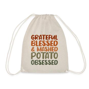 Grateful and Mashed Potato Obsessed - Drawstring Bag - nature - Front