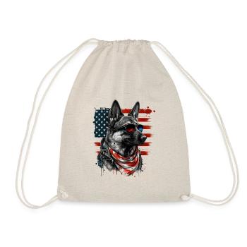 patriotischer Schäferhund Amerikanische Flagge - Turnbeutel - Natur - Vorne