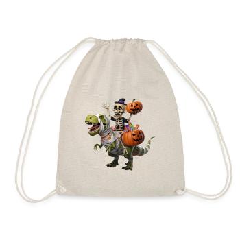 Squelette sur dinosaure avec des citrouilles et des bonbons pour - Sac de sport léger - nature - Devant
