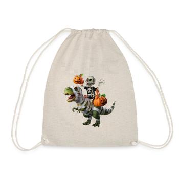 Squelette sur T-Rex avec des citrouilles - Sac de sport léger - nature - Devant
