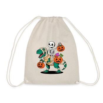 Squelette et T-Rex avec des citrouilles pour Halloween - Sac de sport léger - nature - Devant