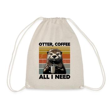 Funny Otter Coffee Zoo Retro Coffee All I Need - Drawstring Bag - nature - Front