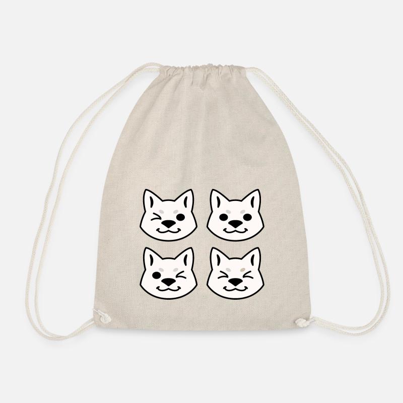 Four White Shibas - Drawstring Bag - nature