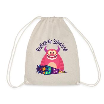 Schulkind Einschulung Monster Geschenk zur Schule - Turnbeutel - Natur - Vorne