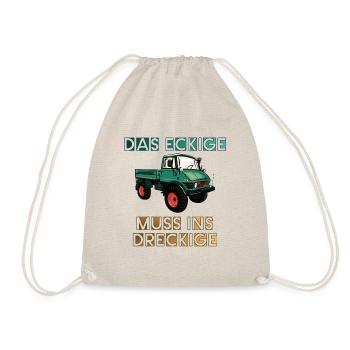 Das Eckige muss ins Dreckige! - Unimog - Turnbeutel - Natur - Vorne