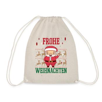 Frohe Weihnachten Familien Freiertage Logo - Turnbeutel - Natur - Vorne