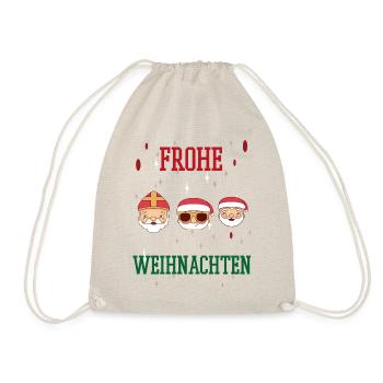 Frohe Weihnachten Familien Freiertage Logo - Turnbeutel - Natur - Vorne
