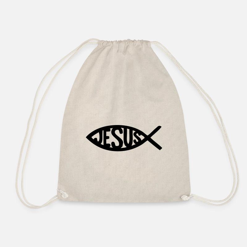 Jesus Fisch Symbol - Turnbeutel - Natur