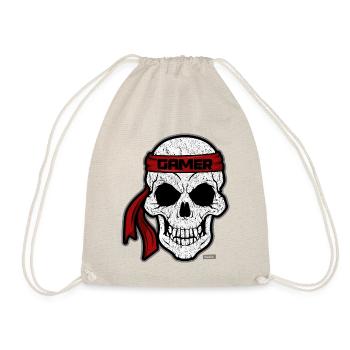 Skull Alien Gamer HARIZ Gamer Gaming Geschenk - Turnbeutel - Natur - Vorne