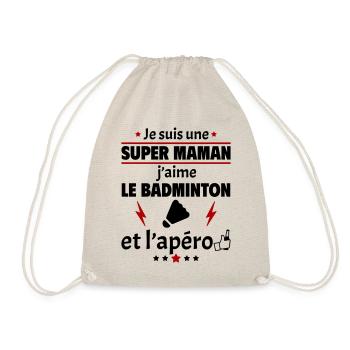 Super maman badminton et apéro, fête des mères - Sac de sport léger - nature - Devant