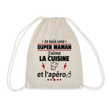 Super maman cuisine et apéro, fête des pères, noël - Sac de sport léger - nature - Devant