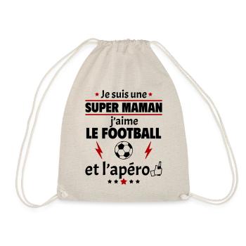 Super maman football et apéro, fête des mères,noël - Sac de sport léger - nature - Devant