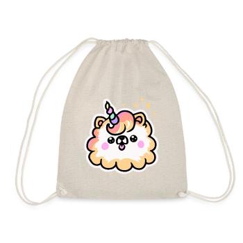 Unicorn Pomeranian Dog Dog Gift Retro - Drawstring Bag - nature - Front