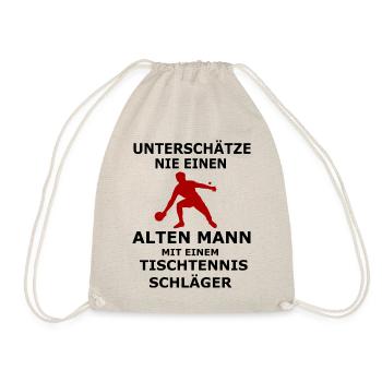 Alter Mann Tischtennis Geschenk Männer Shirt - Turnbeutel - Natur - Vorne