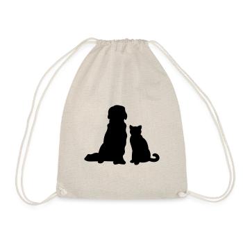 Cat with dog - Drawstring Bag - nature - Front