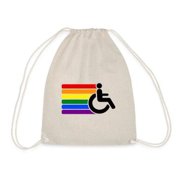 Rollstuhl Regenbogen Behindert - Turnbeutel - Natur - Vorne