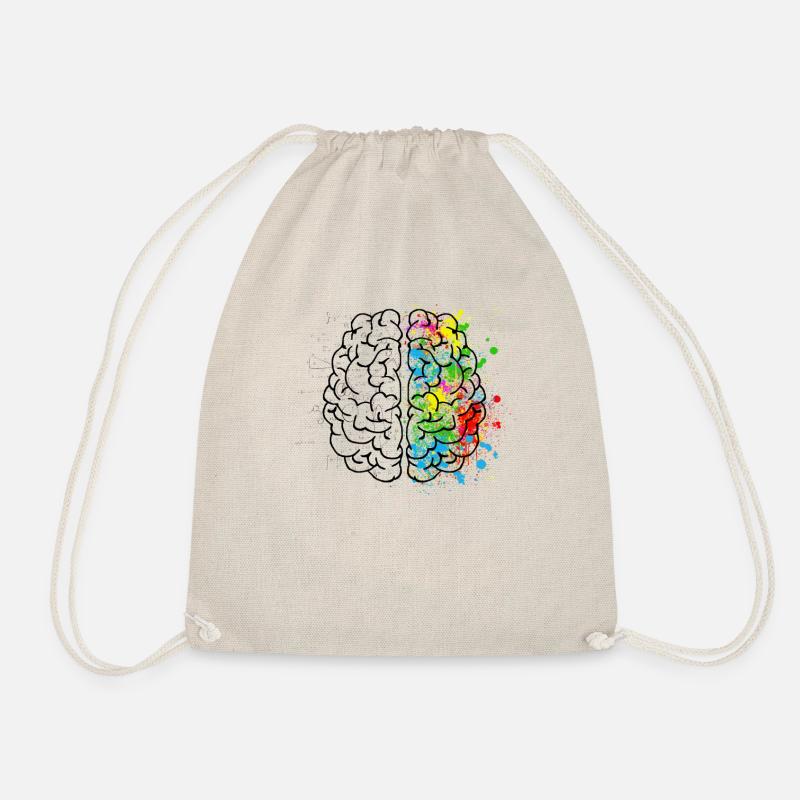 Brain Art and Science Logic & Creativity - Drawstring Bag - nature