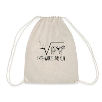 Math Teacher Duck Root Cow Pun Gift - Drawstring Bag - nature - Front